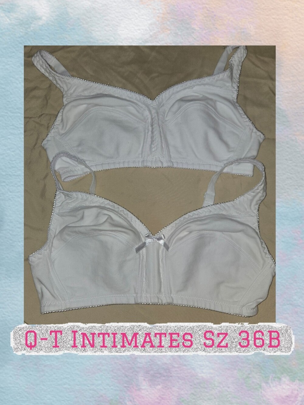 Q-T Intimates White Women’s Non-Wired Bra - Size 36B